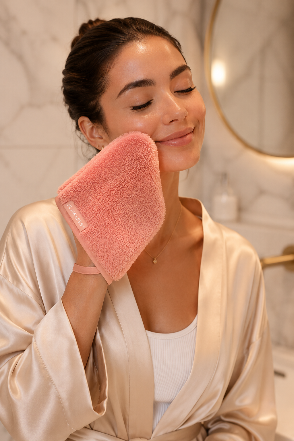 Finishing Touch Flawless Facial Mitt - 7-Day Makeup Remover Cloth Set, Reusable Pads, Face Wipes, Clean and Clear Face